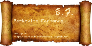 Berkovits Fernanda névjegykártya